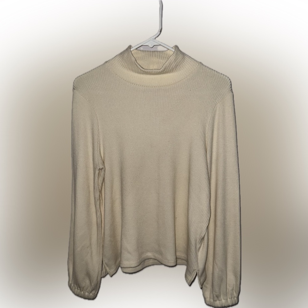 Madewell Cream Ribbed Knit Top